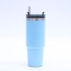 1pc Stainless Steel Vacuum Mug; Home; Office Or Car Vacuum Flask; Insulation Cup With Straw; Insulated Tumbler - Green