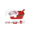 Lunch Box Collapsible Silicone Food Storage with Fork Spoon Expandable Eco Lunch Bento Box BPA-Free Dishwasher Freezer Microwave Safe - red