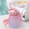 1300ml Motivational Water Bottle with Time Marker; Shoulder Strap & Straw - Perfect for School; Sports; Camping - 44oz Cute Design for Girls & Kids -