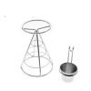 Basket Holder French Fries Stand with Sauce Dish - Cone Snack Display Stand - Chicken Nuggets Fried Foods Display Rack - stainless steel