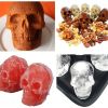 1pc 4 Skull Silicone Ice Ball Trays Summer Ice Cube Mold Silicone Mold Halloween Skull Ice Mold - Black - Skull