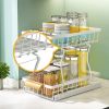 Under the sink Rack 2 Layer Bathroom Kitchen Pull-Out Metal Shelf Organizer - Default