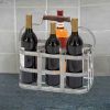 6 Bottle Farmhouse Metal Wine Holder with Wooden Handle, Gray - as Pic