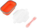 Lunch Box Collapsible Silicone Food Storage with Fork Spoon Expandable Eco Lunch Bento Box BPA-Free Dishwasher Freezer Microwave Safe - red