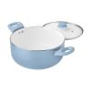 12pc Ceramic Cookware Set;  Blue Linen - Blue