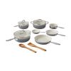 12-Pieces Porcelain Enamel Classic Ceramic Cookware Set, Ombre Teal - gray