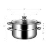 Home Kitchen 2 Tier Stainless Steel Steamer Cookware Boiler - Silver - 430 Stainless steel