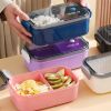 Lunch Box Microwavable Bento Box Food Container Dinnerware Lunchbox For Kids Student Office Sealed Leak-proof Portable Boxes - Black - 1000ml