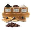 WILLART Handcrafted Teak Wood Antique Look Tea Coffee Sugar 3 Container Set in Wooden Tray ‚Äì Container with Lids (Dimension : 10.50 x 4 x 5 Inch) -