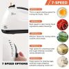 1pc 7-Speed Electric Hand Mixer - Egg Beater, Whisk, Breaker, and Stirrer - Home Appliance for Kitchen Bowl Aid and Food Mixing - White