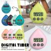 LED Counter Display Alarm Clock Manual Electronic Countdown Sports Sucker Digital Timer Kitchen Cooking Shower Study Stopwatch - C