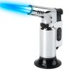 Culinary Butane Torch Lighter Refillable Blow Torch Adjustable Flame Kitchen Cooking BBQ Torch  (Gas Not Included) - Silver