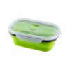 Lunch Box Collapsible Silicone Food Storage with Fork Spoon Expandable Eco Lunch Bento Box BPA-Free Dishwasher Freezer Microwave Safe - green