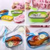 Lunch Box Collapsible Silicone Food Storage with Fork Spoon Expandable Eco Lunch Bento Box BPA-Free Dishwasher Freezer Microwave Safe - blue