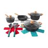 Prairie Signature 12-Piece Cast Aluminum Cookware Set, Charcoal Speckle - Charcoal Speckle