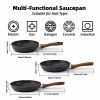 Frying Pan Set 3-Piece Nonstick Saucepan Woks Cookware Set,Heat-Resistant - Default