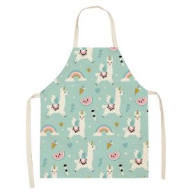 Alpaca Cartoon Cotton Linen Apron Sleeveless Antifouling Kitchen Home Cooking Waist Hanging Neck Kids' Bib (Option: 9-45 X56cm Children)