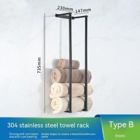 Wall Mounted Black Towel Holder With Non Perforated Bipolar Storage Rack (Option: Matte Black230√ó147√ó735mm)