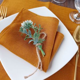 Pure Linen Insulation Placemat Square Wiping Towel Solid Color Napkin Mouth Cloth (Option: Caramel-34 √ó 34cm)