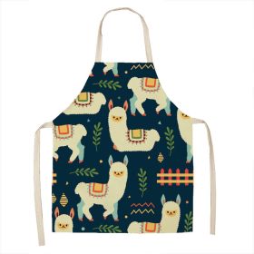 Alpaca Cartoon Cotton Linen Apron Sleeveless Antifouling Kitchen Home Cooking Waist Hanging Neck Kids' Bib (Option: 23-65 X53cm Conventional)