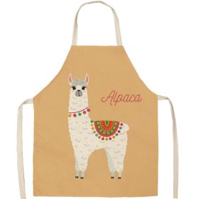 Alpaca Cartoon Cotton Linen Apron Sleeveless Antifouling Kitchen Home Cooking Waist Hanging Neck Kids' Bib (Option: 24-55x68cm)